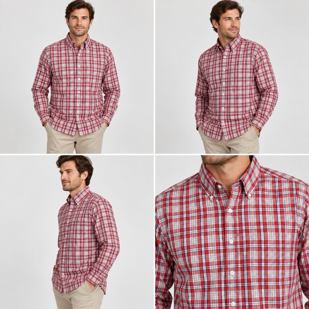 Brooks Brothers Country Club Shirt Mens Red Plaid Long Sleeve Button Down Large